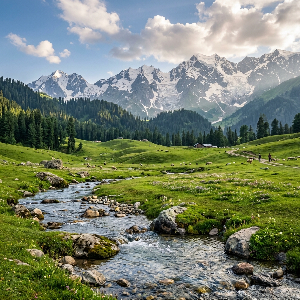Srinagar to Doodhpathri foaming milk river alpine meadow cab tour